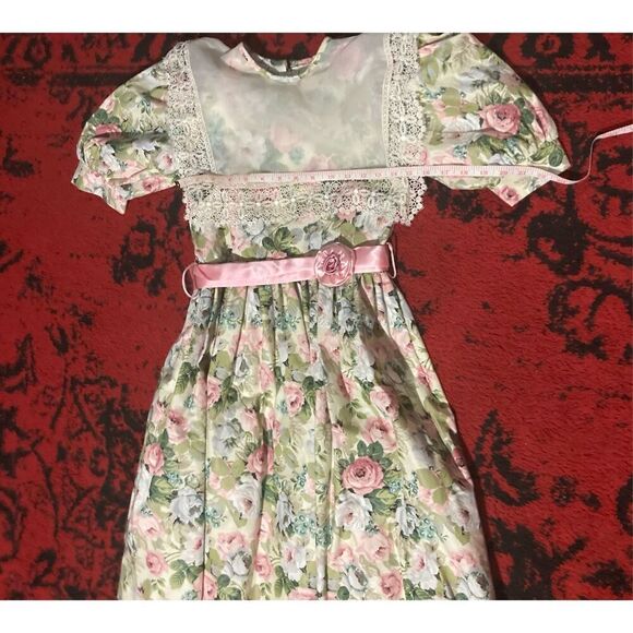 Girls Kids Nicole Vintage 80s SZ 10 FLORAL Dress LACE SO Pretty VTG - Picture 14 of 16